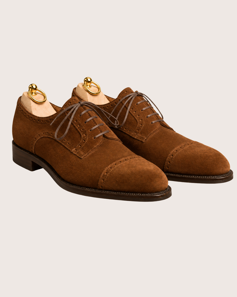 Brown suede leather derby