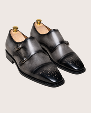 Gray patine monkstrap
