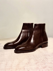 Coffee brown zipper boot