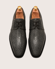 gray stingray texture derby shoes for men, handmade
