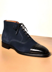 Navy blue suede chukka  boots