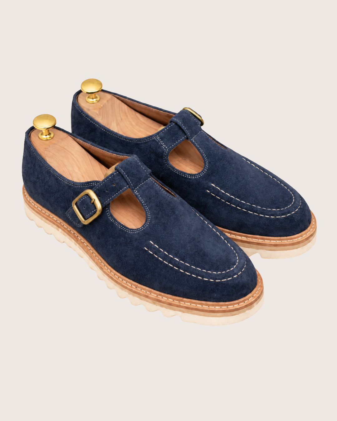 Navy blue strap loafers