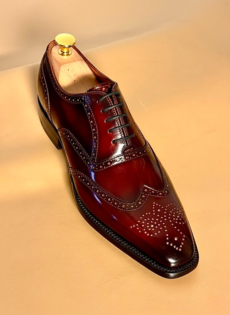 Burgundy wingtip oxford