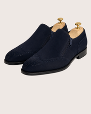 Navy blue zipper brogue
