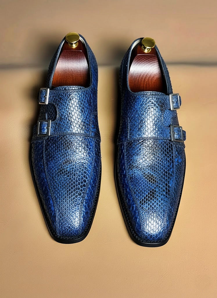 Python skin double monkstrap