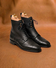 Black Hatch Grain Derby Boots