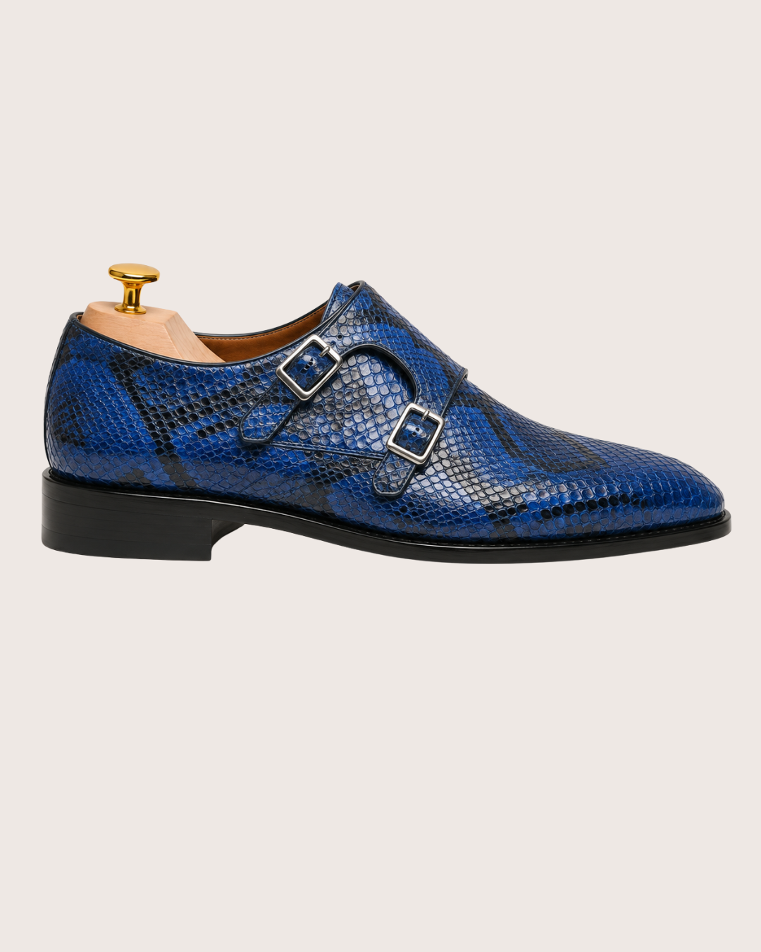 Python skin double monkstrap