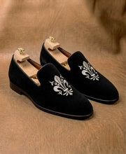 Suede Leather Embroidery Loafers