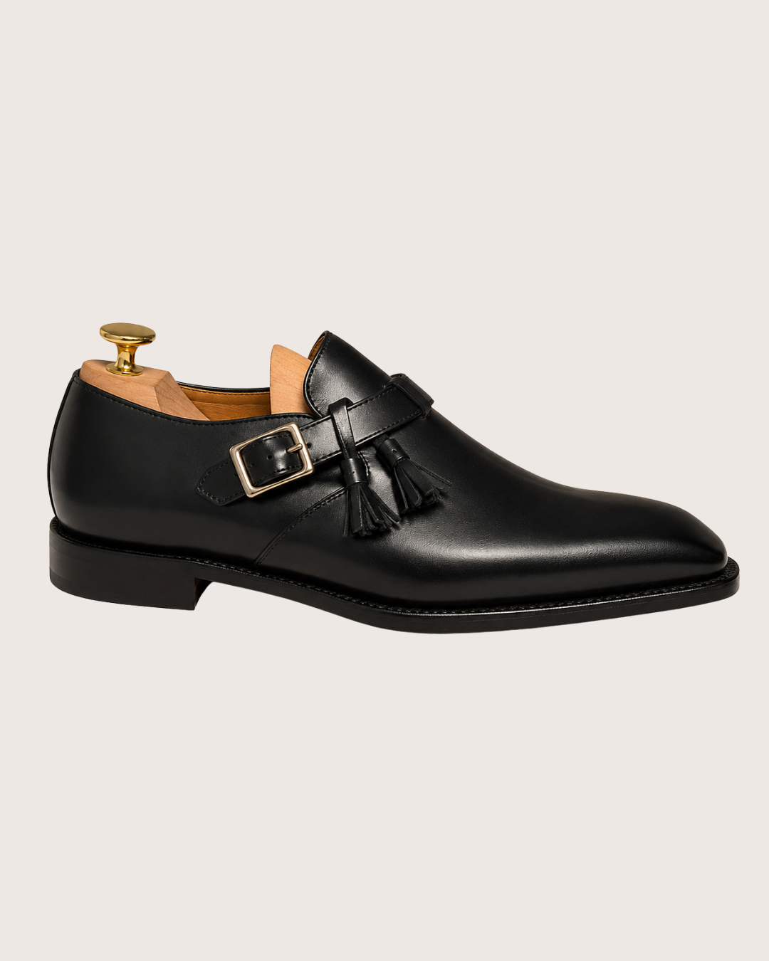 Black tassels single Monkstrap