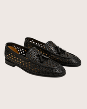 Black Intrecciato tassel loafers