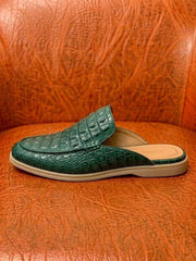Green crocodile mules