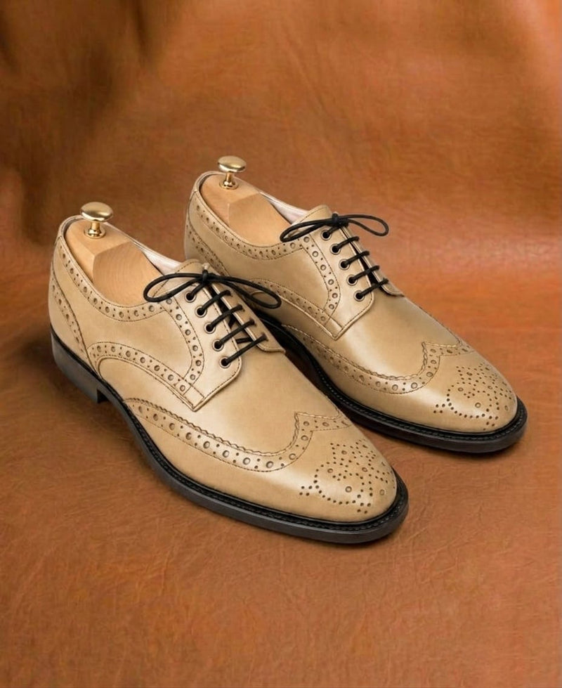 Men's Beige Derby Shoes