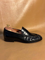 black penny loafers for men, handmade dress loafer