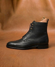 Black Hatch Grain Derby Boots