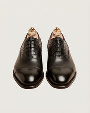 Black Crocodile cap-toe Oxford