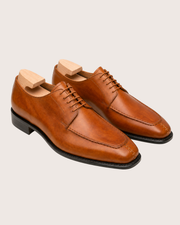 Tan Split Toe Derby Shoes for Men | Hand Welted