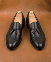 Men's Black Tassel Loafers with Matching Belt