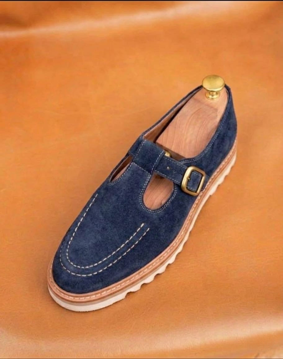 Navy blue strap loafers