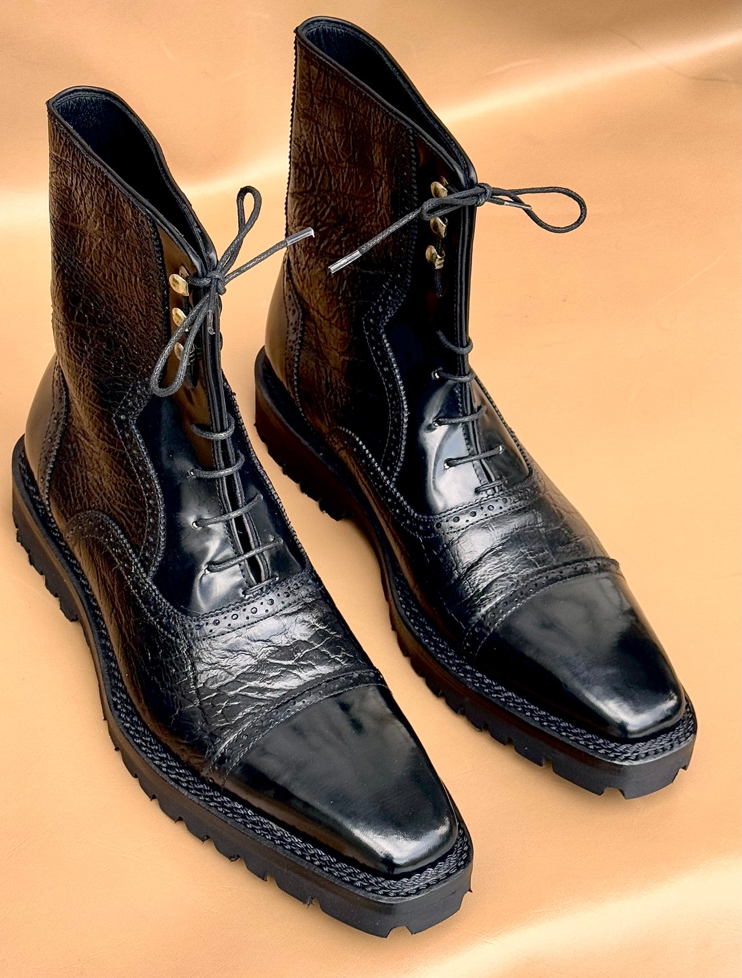 Black Norwegian Stitch Boots