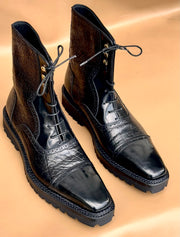Black Norwegian Stitch Boots