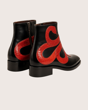 Black & red snake zipper boots