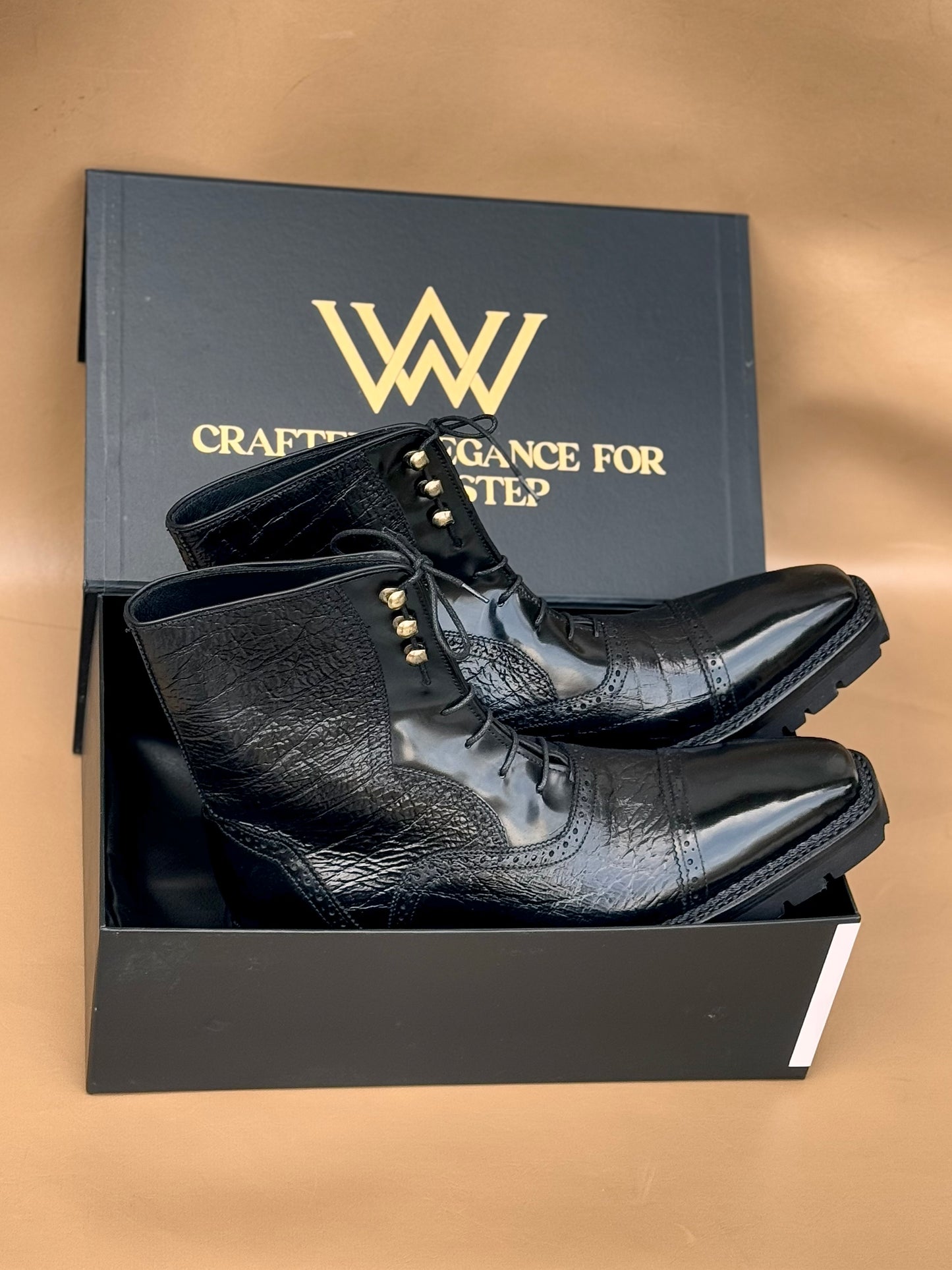 Black Norwegian Stitch Boots