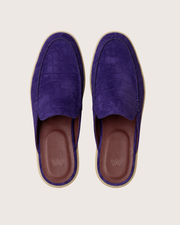 Purple nu buck crocodile mule
