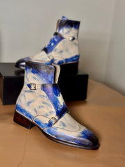 Blue Patina Monk Strap Boots for Men | Hand Welted