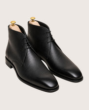 Men's Black Grain Leather Derby Boots