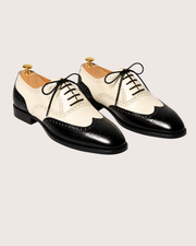 Black & White Wingtip Oxford Shoes for Men