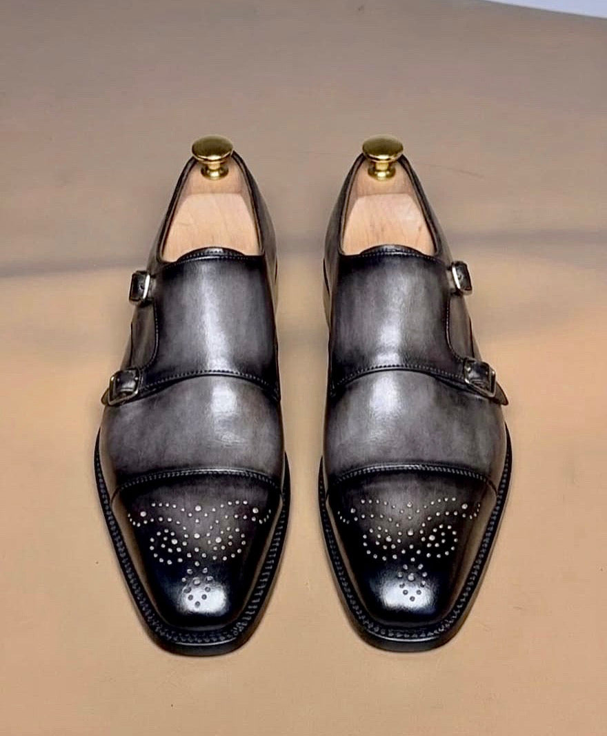 Gray patine monkstrap