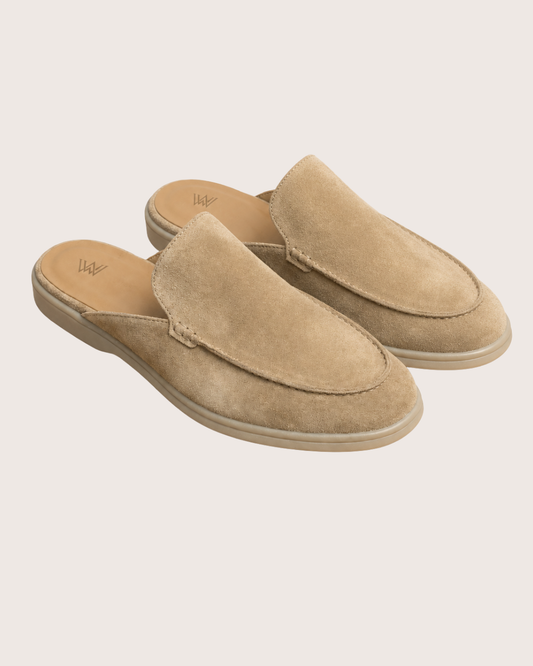 Beige suede mule