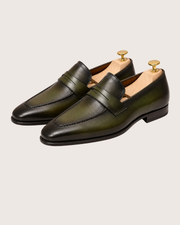Olive Green penny loafers