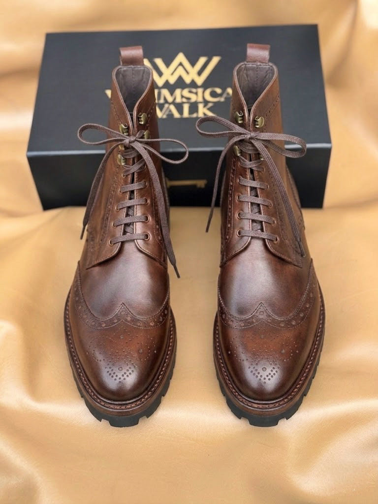 Choco brown wingtip boots