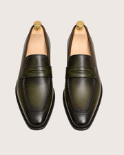 Olive Green penny loafers