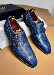 Python skin double monkstrap