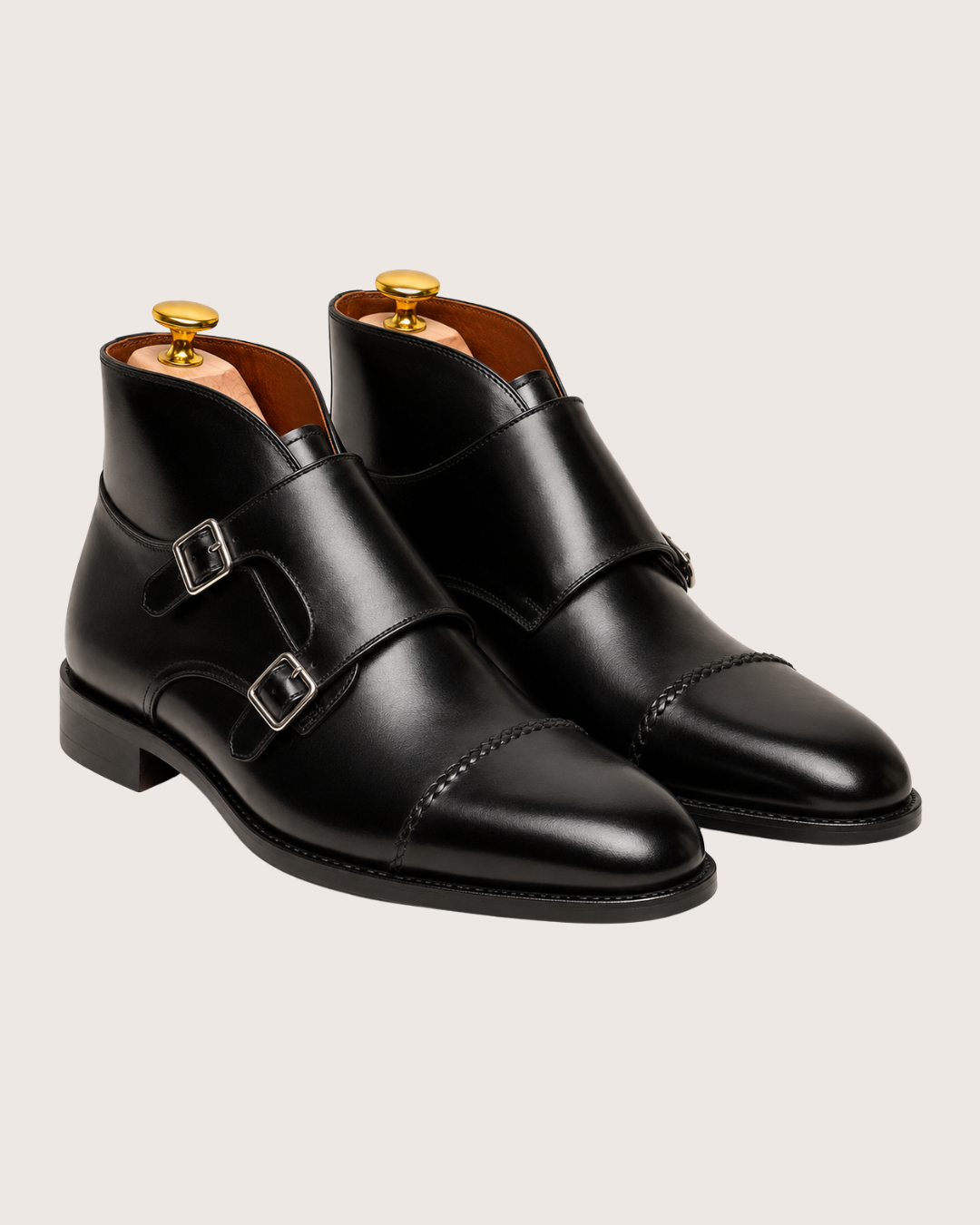 Black monkstrap boots