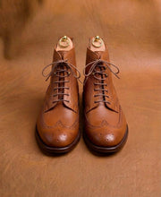 Tan Hatch Grain Derby Boots | Hand Welted & Resoleable