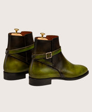 Green and brown patina jodhpur boots