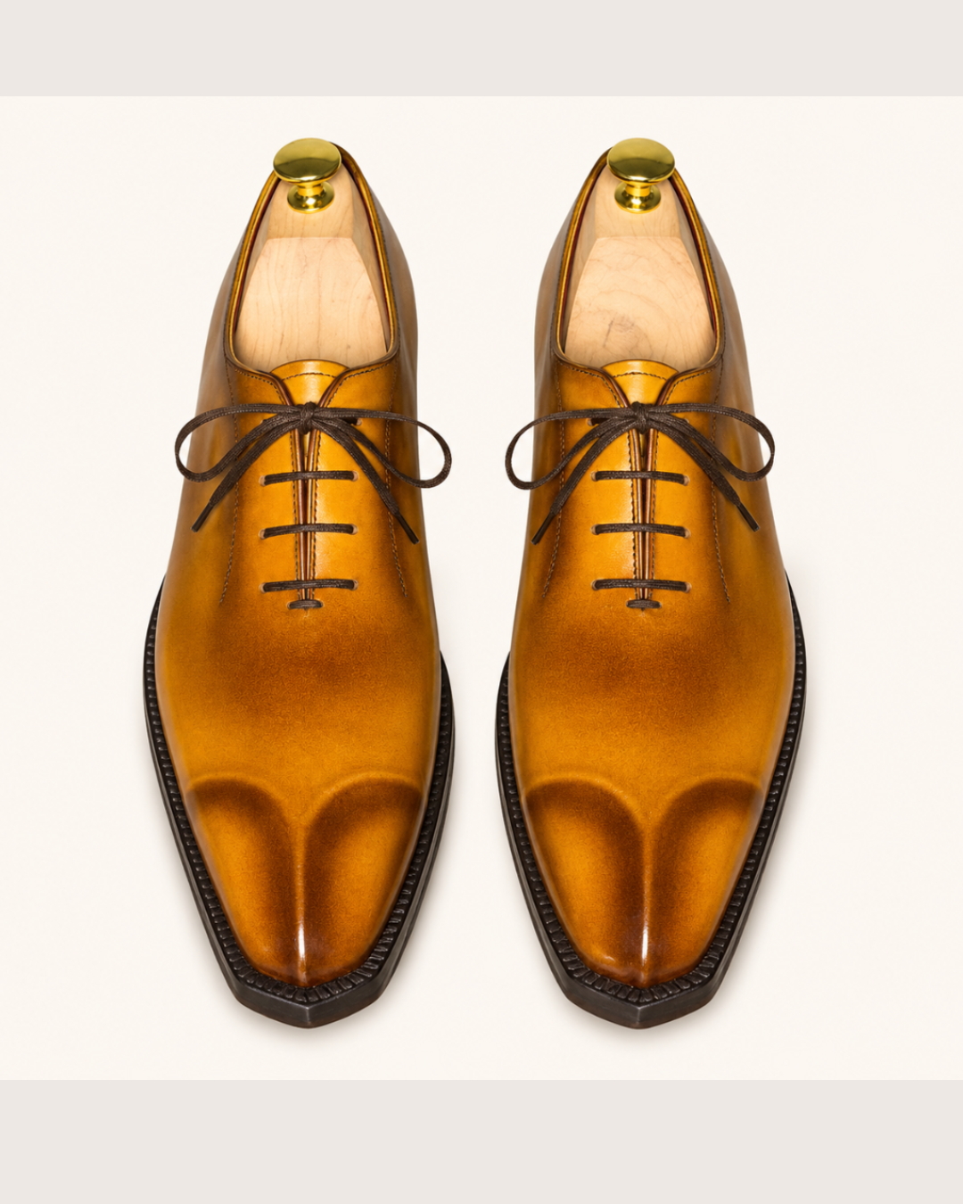 Burnished Cognac sculpted toe oxford with belt