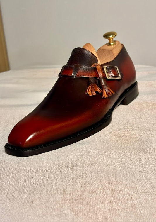 Red & black tassels monkstrap