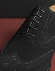 Black suede leather wingtip oxford