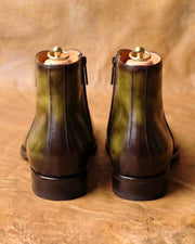 Olive green close collar chukka boots