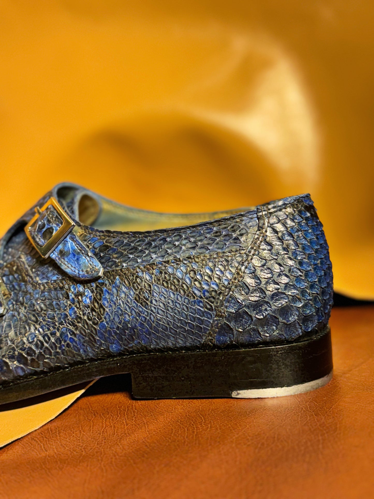 Python skin double monkstrap
