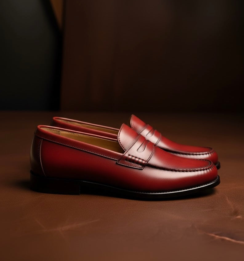Red penny loafers