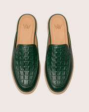 Green crocodile mules