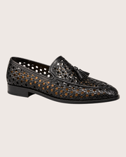 Black Intrecciato tassel loafers