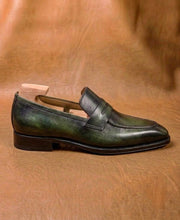 Olive Green Penny Loafers for Men