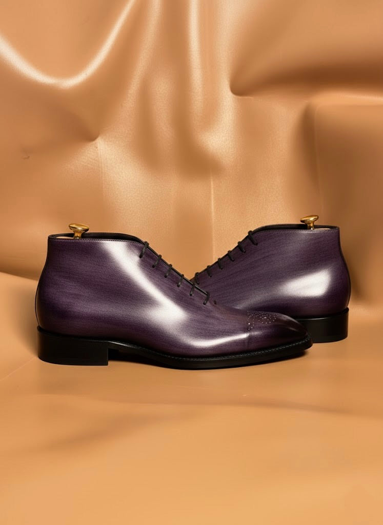Purple patina chukka boots