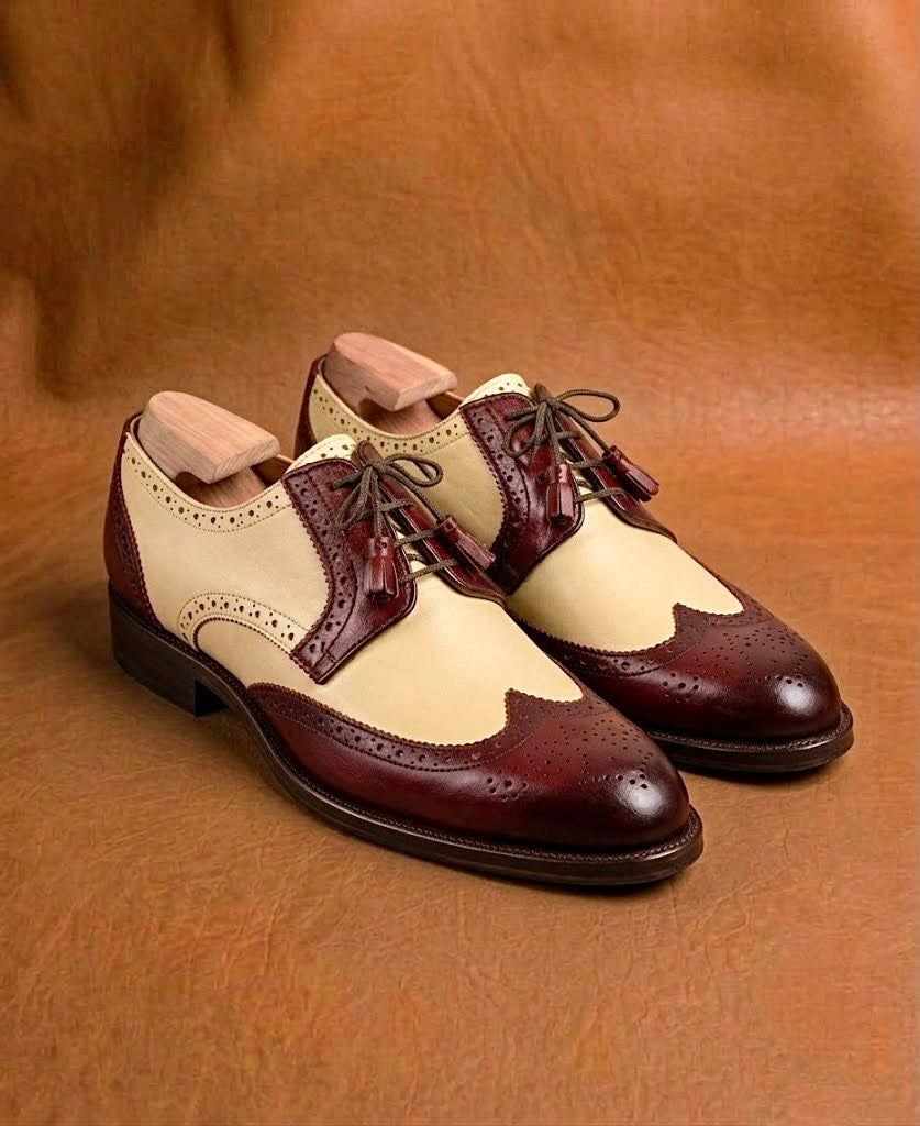 Burgundy wingtip Derby